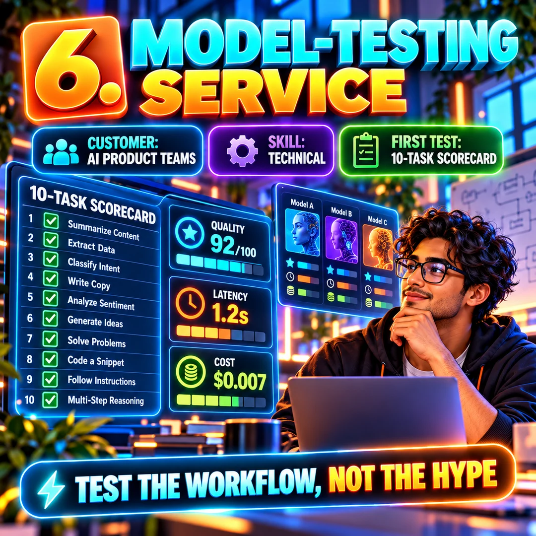 AI model testing service using a ten-task scorecard