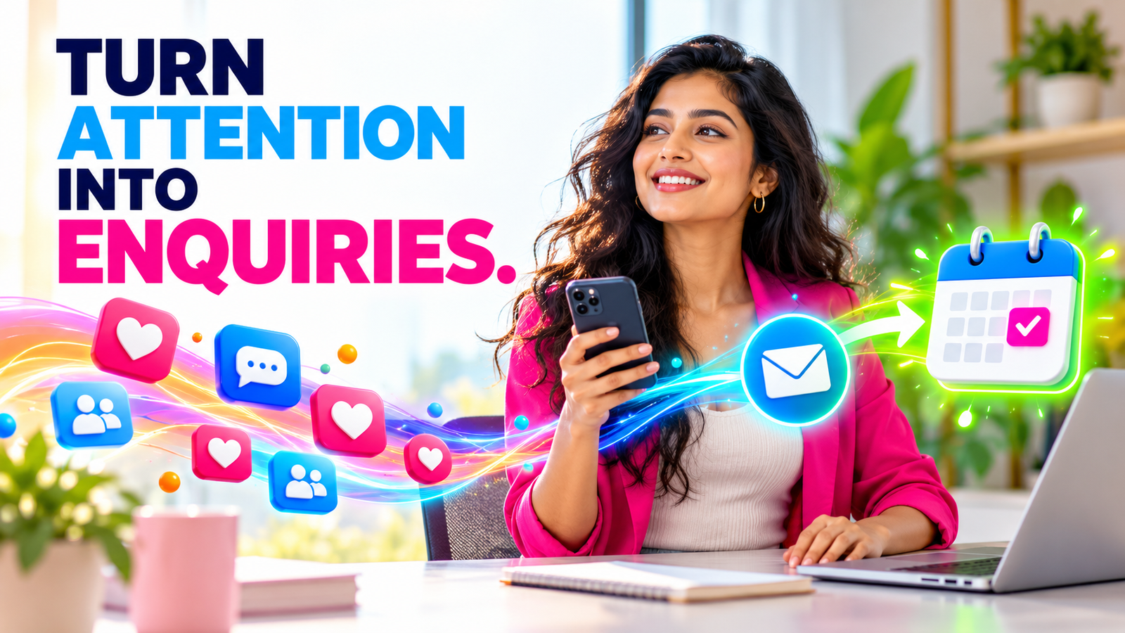 Indian woman founder turning social media attention into website enquiries and booked consultations
